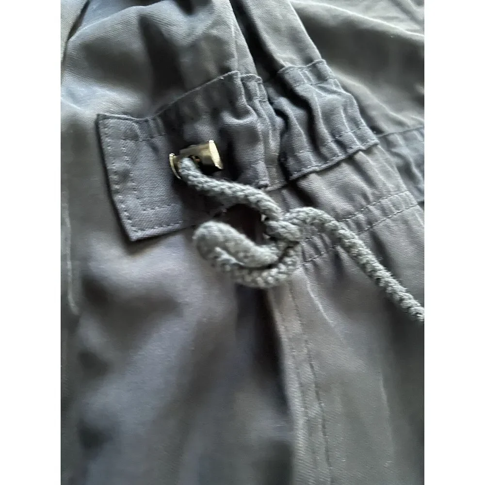 LANE BRYANT Women 18‎ Jacket Navy Blue Open Front Drawstring Cinch Waist